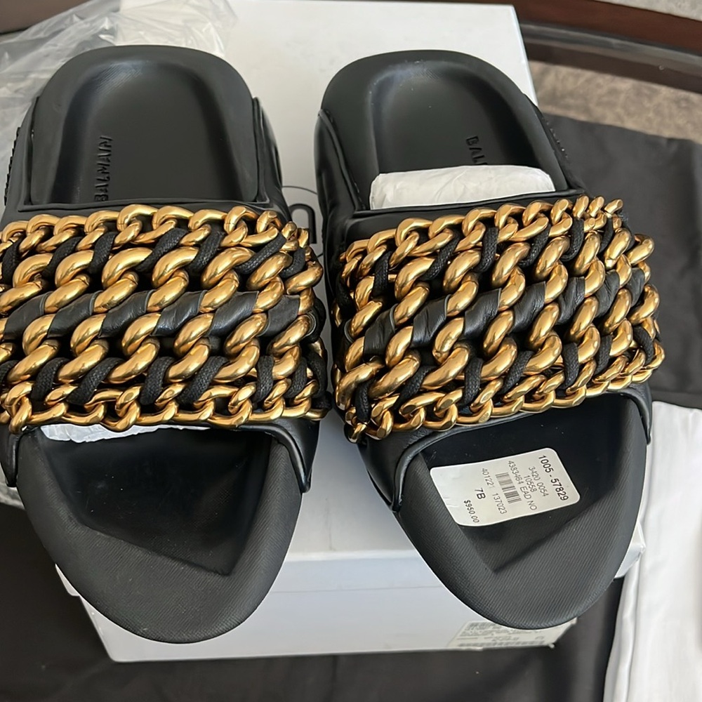 New Balmain braided lamb skin leather sandals. 7B
